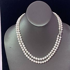 Diamond Akoya Pearl Necklace 18" 14k Gold 6.5 mm Certified $5,950