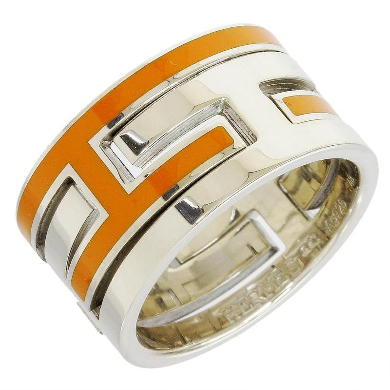 Hermes H Moveable 925 Sterling Silver Orange Puzzle Ring | Hermes