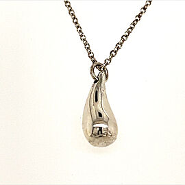 Tiffany & Co Estate Tear Drop Pendant Silver Necklace 17" By Elsa Peretti TIF228
