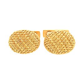 18k Yellow Gold Oval Tight Weave Cufflinks