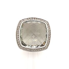 David Yurman Estate Prasiolite Diamond Ring Sterling Silver