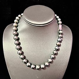 Mikimoto Estate Tahitian Pearl Necklace 18k Gold 11.6 mm Certified $19,750