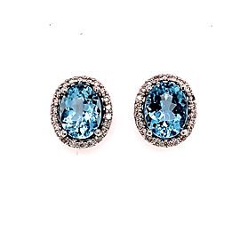 Aquamarine Diamond Stud Earrings 14k Gold 4.48 TCW Certified $4,450