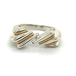 Tiffany & Co Estate Ladies Ring Size 4.5 18k Y Gold + Sterling Silver