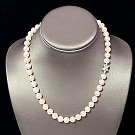 Akoya Pearl Necklace 14k White Gold 17" 8.5 mm Certified $4,990
