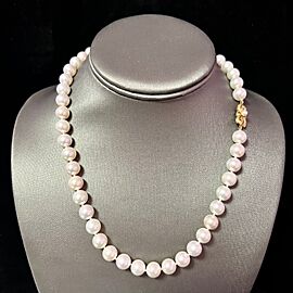 Mikimoto Estate Akoya Pearl Necklace 14k Gold 9 mm AAA Certified