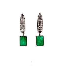 Diamond Emerald Earrings 4.74 TCW 14k White Gold Certified $7,250