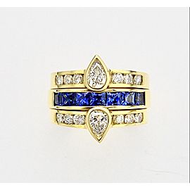 18k Yellow Gold Sapphire and Diamond Ring