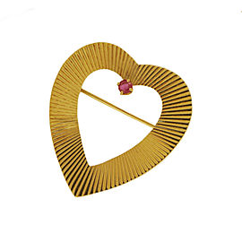 Tiffany & Co. 14k Yellow Gold Heart Pin Brooch with Ruby