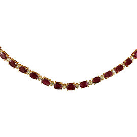 33.31 Carat Ruby 14K Yellow Gold Diamond Necklace