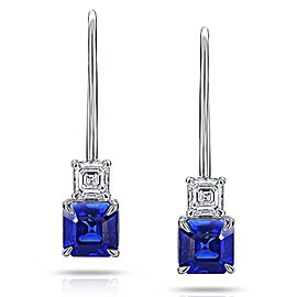 David Gross Blue Asscher Sapphire and Diamond earrings