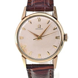 OMEGA Gold Plated/Leather gold Dial Hand Winding Watch LXGJHW-69