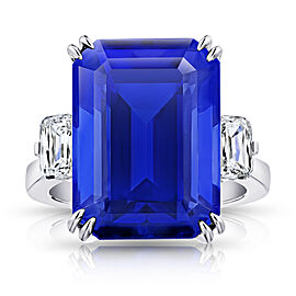 David Gross Emerald Blue Tanzanite and Diamond Ring