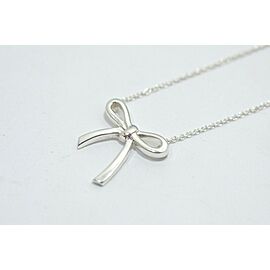 Tiffany & Co Sterling Silver Mini Ribbon Bow Necklace