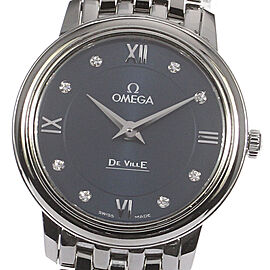 OMEGA De Ville Prestige Stainless Steel/SS 8P diamond Quartz Watch