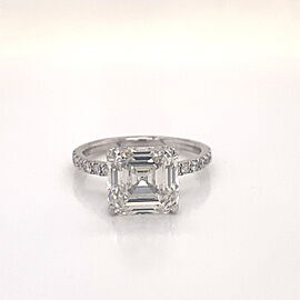 4 Carat Asscher Cut Lab Grown Diamond Engagement Ring IGI Certified