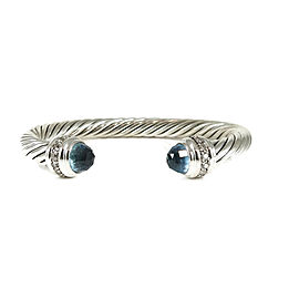 David Yurman Cable Sterling Silver Topaz, Diamond Bracelet