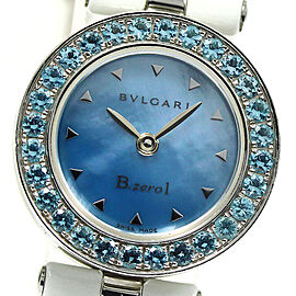 BVLGARI B-zero1 Stainless Steel/leather Blue Topaz Quartz Watches
