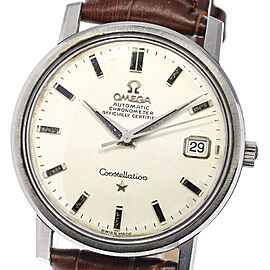 OMEGA Constellation Stainless Steel/leather Automatic Watch Skyclr-1630