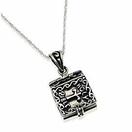 Solid Sterling Silver Holy Bible Locket Book With Adjustable Chain Necklace