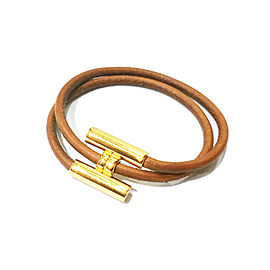 Hermes 18K Gold Plated Palladium H Leather Bracelet