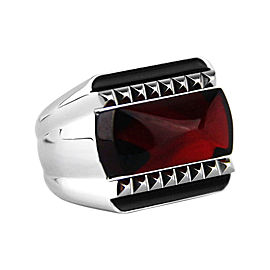 Baccarat Sterling Silver Red Mirror Ring Sz 5.5