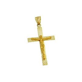 ▌ Luxo Solid 14k Gold Jesus Crucifix 47 mm Height Diamond Cut Cross Pendant