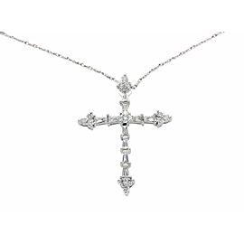 CT Diamond 18K Gold Cross Pendant 14K Gold Chain Necklace Size 16"»U47