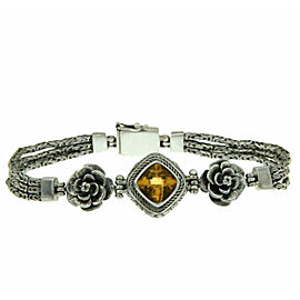 ¦Handmade 925 Sterling Silver Bali Citrine Flower Bracelet Size