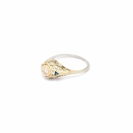 White White Gold Diamond, Sapphire Mens Ring Size 8