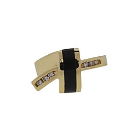 14K Yellow Gold with Diamond & Onyx Ring Size 7.0