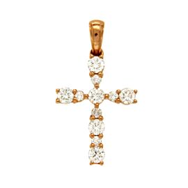 Luxo Jewelry 0.42 CT VS Diamonds 18K Rose Gold Cross Pendant Charm