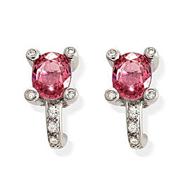 Luxo 1.86 CT Natural Pink Sapphire & 0.39 CT Diamonds in 18K White Gold Stud Earrings