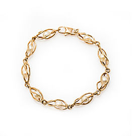 14K Yellow Gold 5 mm Pearls Bracelet 9 Grams 7"