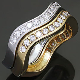 CARTIER Love Me Diamond 18k White & Yellow Gold Stackable Rings Pair Size 55