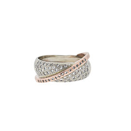 14k White and Rose Gold Two Tone Pave Diamond Band