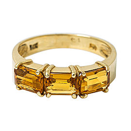 14K Yellow Gold 3 Citrine Stones Band Ring 2.7 Gr Size 6