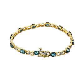 14K Yellow Gold 4 CT Diamond Sapphire Bracelet 8.5 Gram 7"