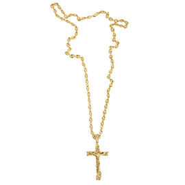 14k Yellow Gold Link Chain With Large Crucifix Necklace