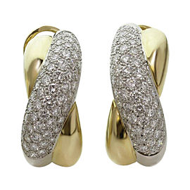 CARTIER Cross-Over Platinum Yellow Gold Diamond Earrings