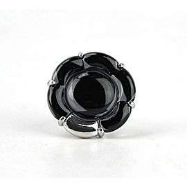 BACCARAT JEWELRY B FLOWER ST. SILVER BLACK MORDORE LARGE RING SZ 5.5-51 NO BOX