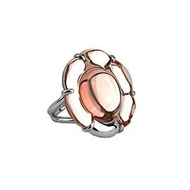 BACCARAT JEWELRY B FLOWER ST. SILVER LIGHT PINK MIRROR LARGE RING SZ 5-49 NO BOX