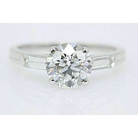 Vintage Tiffany & Co Palladium Diamond Engagement Ring Old Cut 1.72 TCW G VVS2