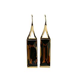 BACCARAT JEWELRY INSOMNIGHT BROWN MORDORE 18K SOLID GOLD EARRINGS NEW $1150.00
