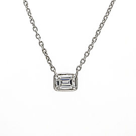 Solitaire Emerald Cut Diamond Necklace in 14k White Gold ( .35 ct tw )