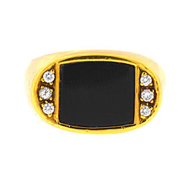 18k Yellow Gold Onyx & Diamonds Men's Ring