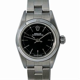Rolex OysterPerpetual 76080 Lady Automatic Watch Black Dial Stainless Steel 24mm
