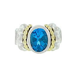 LAGOS Two Tone Oval Blue Topaz Ring