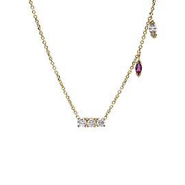 Jennifer Rivera Heritage Diamond Bar Necklace with a Dangling Ruby and a Diamond