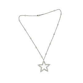 Authentic Tiffany & Co Platinum Diamond By The Yard Star Necklace Size16"